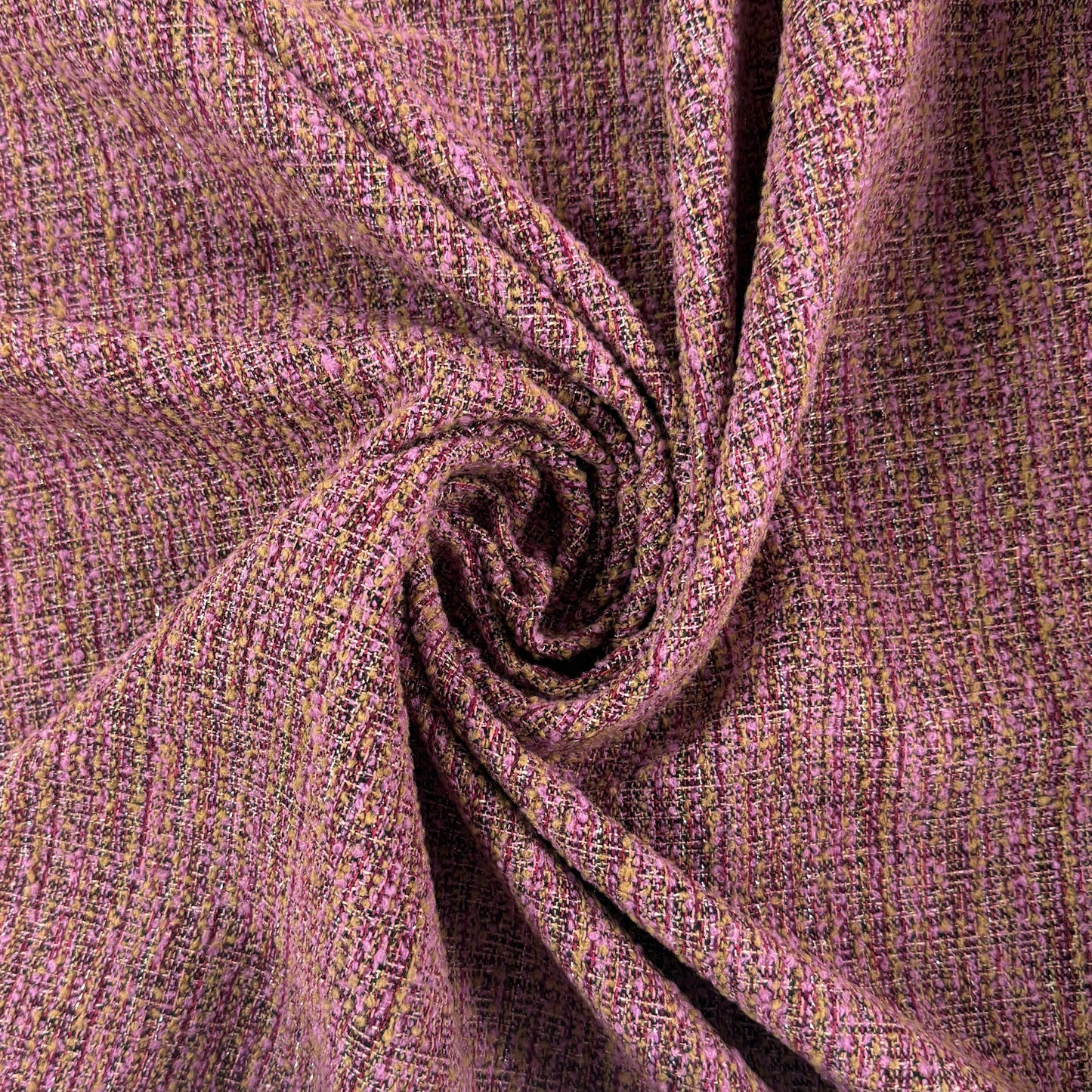 Textured Cotton Tweed Coating - Pink - Designer Deadstock