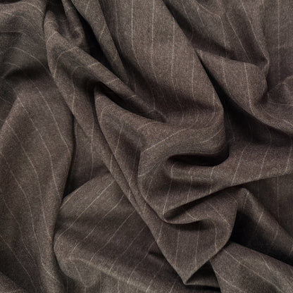 Wool Twill Suiting - Brown Stripe - Film Studio Deadstock