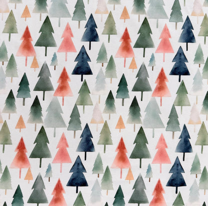 Digitally Printed Watercolour Cotton Jersey Knit - Winter Trees