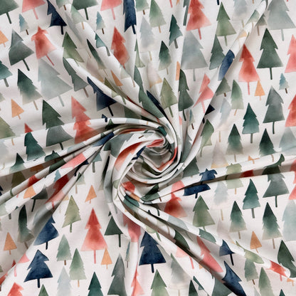 Digitally Printed Watercolour Cotton Jersey Knit - Winter Trees