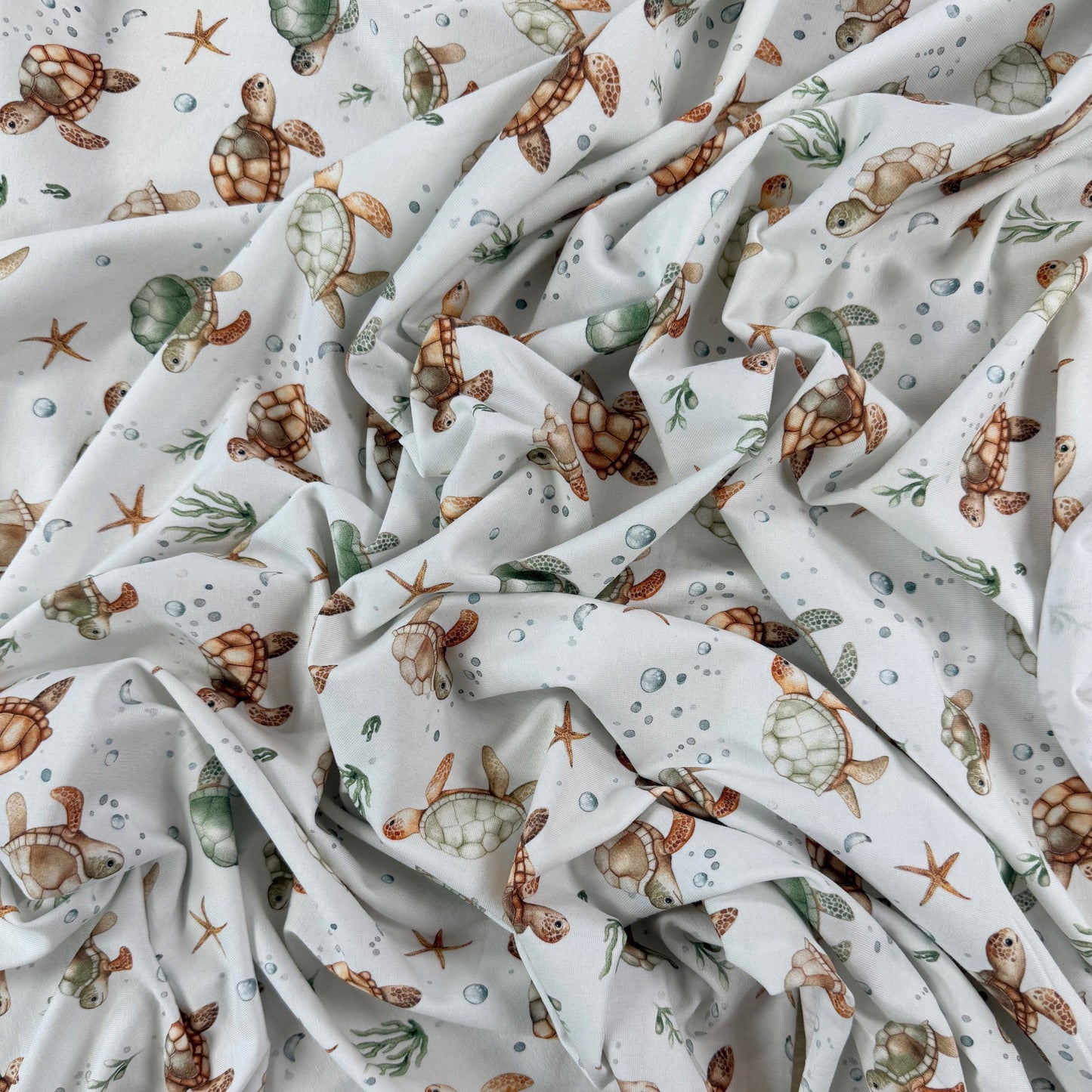 Digitally Printed Cotton Jersey Knit - Sea Turtles