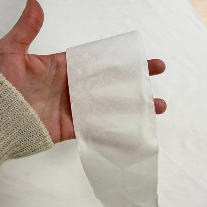 Flat Unfolded Bias Tape 3" (75mm) - White - 100% Cotton