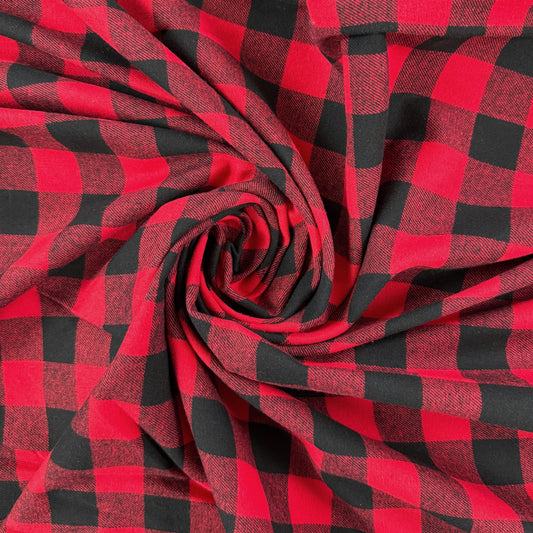 Yarn Dyed Cotton Flannel - Red Buffalo Plaid