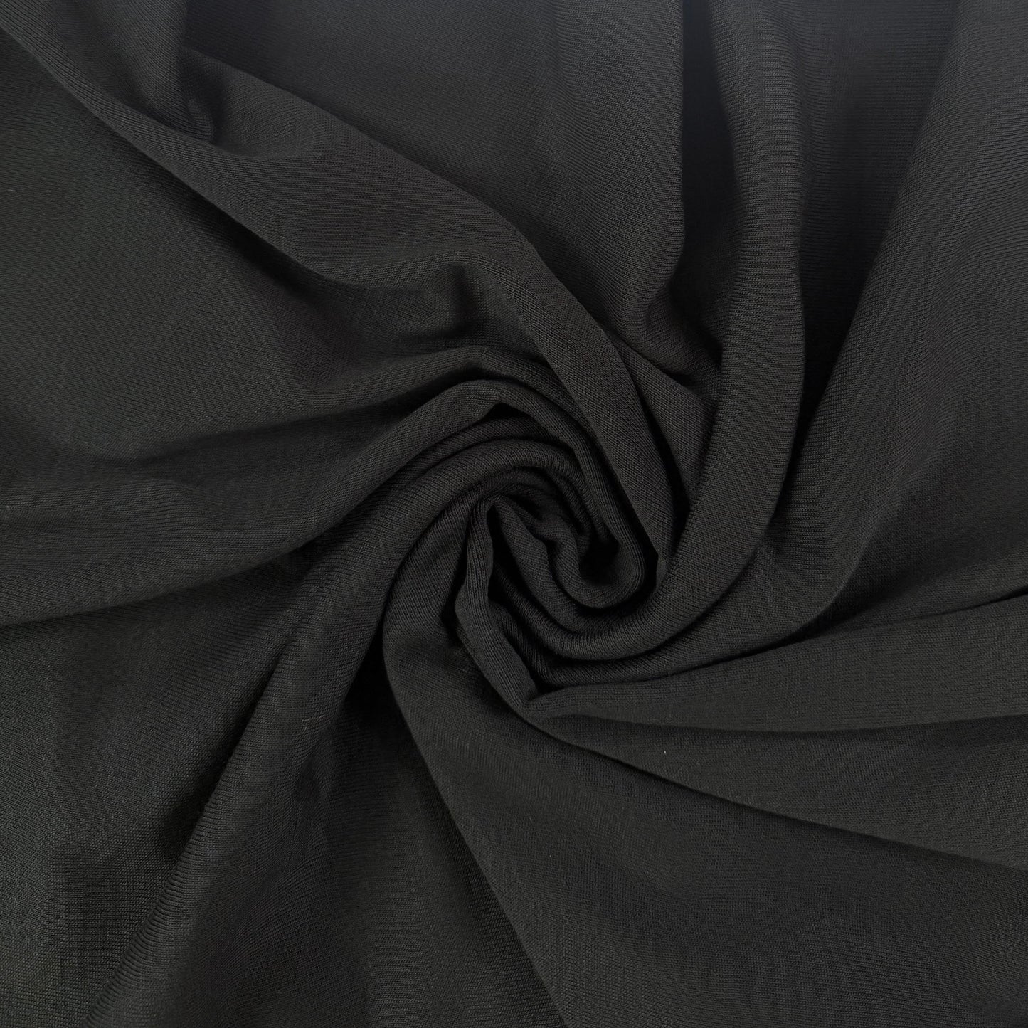 22" Remnant - Rayon Polyester Rib Knit - Black - Deadstock