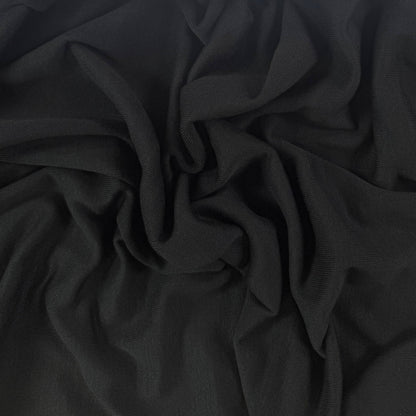 22" Remnant - Rayon Polyester Rib Knit - Black - Deadstock