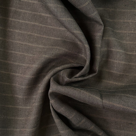 9" Remnant - Darkest Brown Yarn-Dyed 100% Linen Deadstock Fabric
