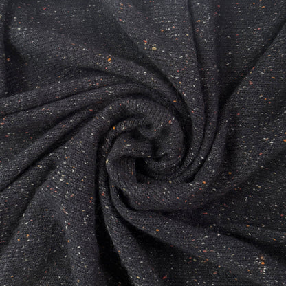 Acrylic Tweed Sweater Knit - Heathered Black / Darkest Navy - Deadstock