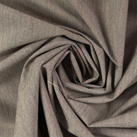 Yarn Dyed Stretch Cotton Micro stripe - Black & Ivory- Deadstock