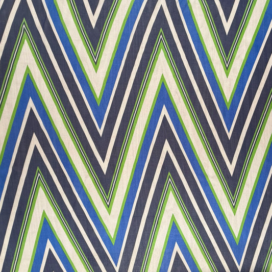 Polyester Chiffon - Blue & Green Chevron - Film Studio Deadstock