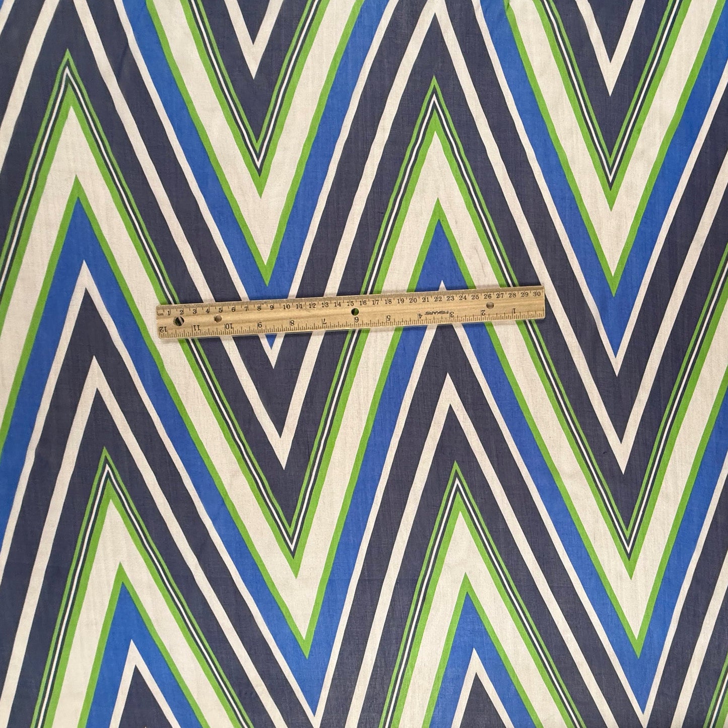 Polyester Chiffon - Blue & Green Chevron - Film Studio Deadstock