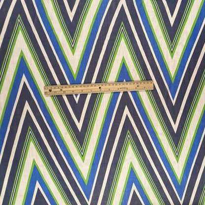 Polyester Chiffon - Blue & Green Chevron - Film Studio Deadstock