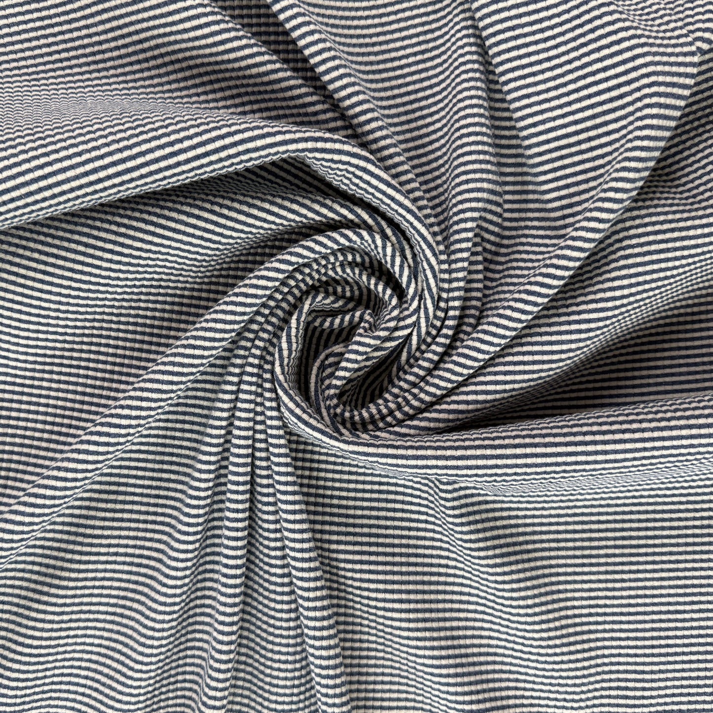 39" Remnant - Knit Cotton - Navy & Ivory Stripe - Film Studio Deadstock