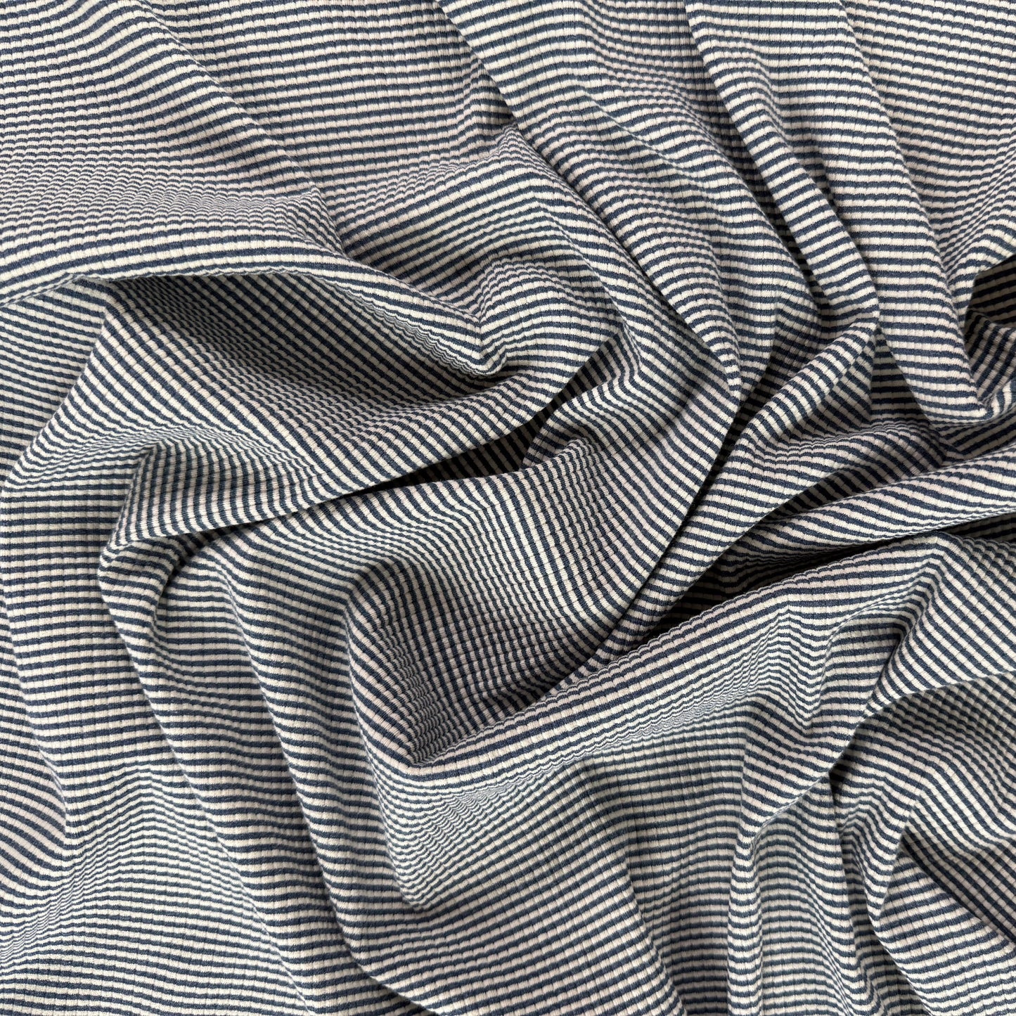 39" Remnant - Knit Cotton - Navy & Ivory Stripe - Film Studio Deadstock
