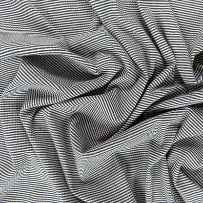 39" Remnant - Knit Cotton - Navy & Ivory Stripe - Film Studio Deadstock