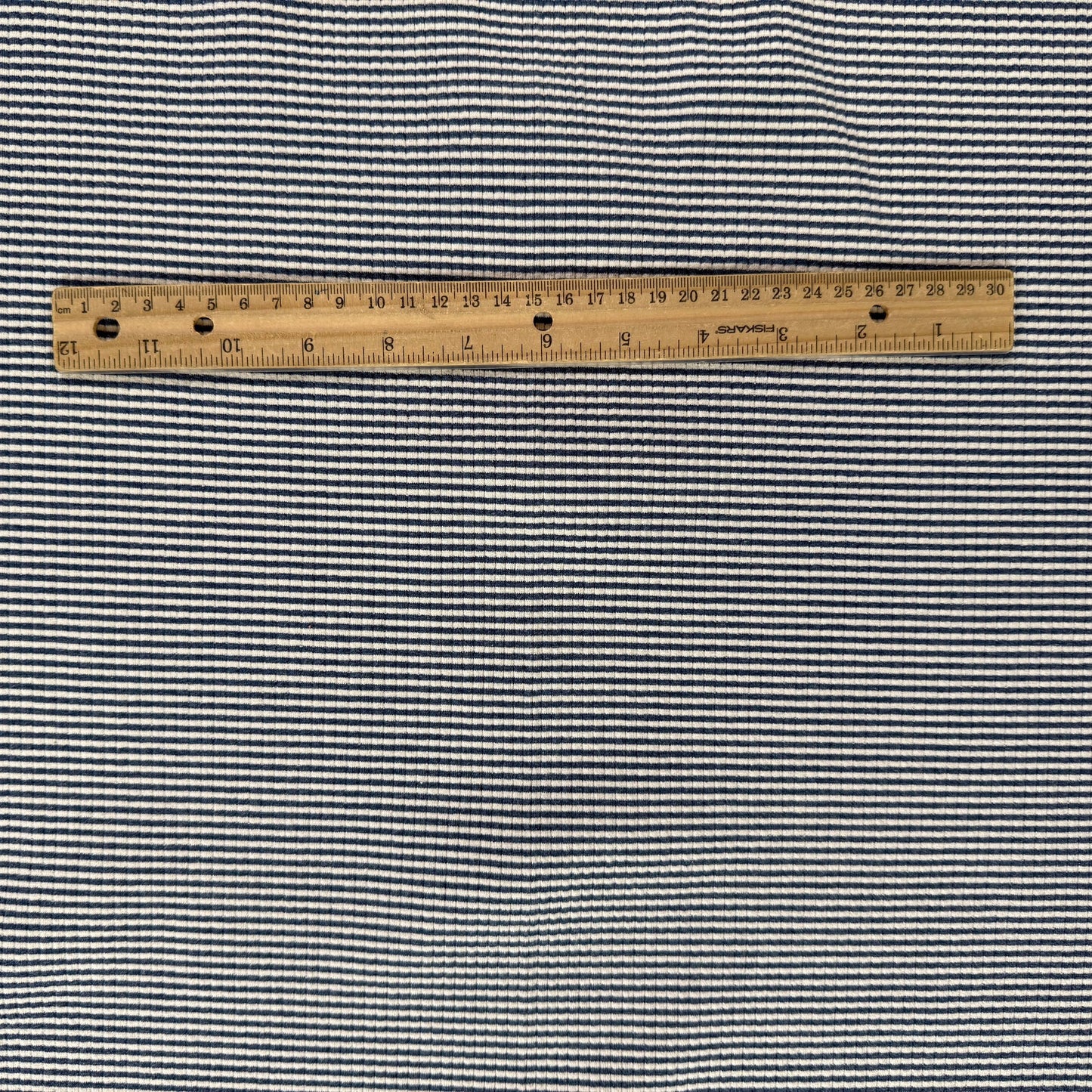 39" Remnant - Knit Cotton - Navy & Ivory Stripe - Film Studio Deadstock