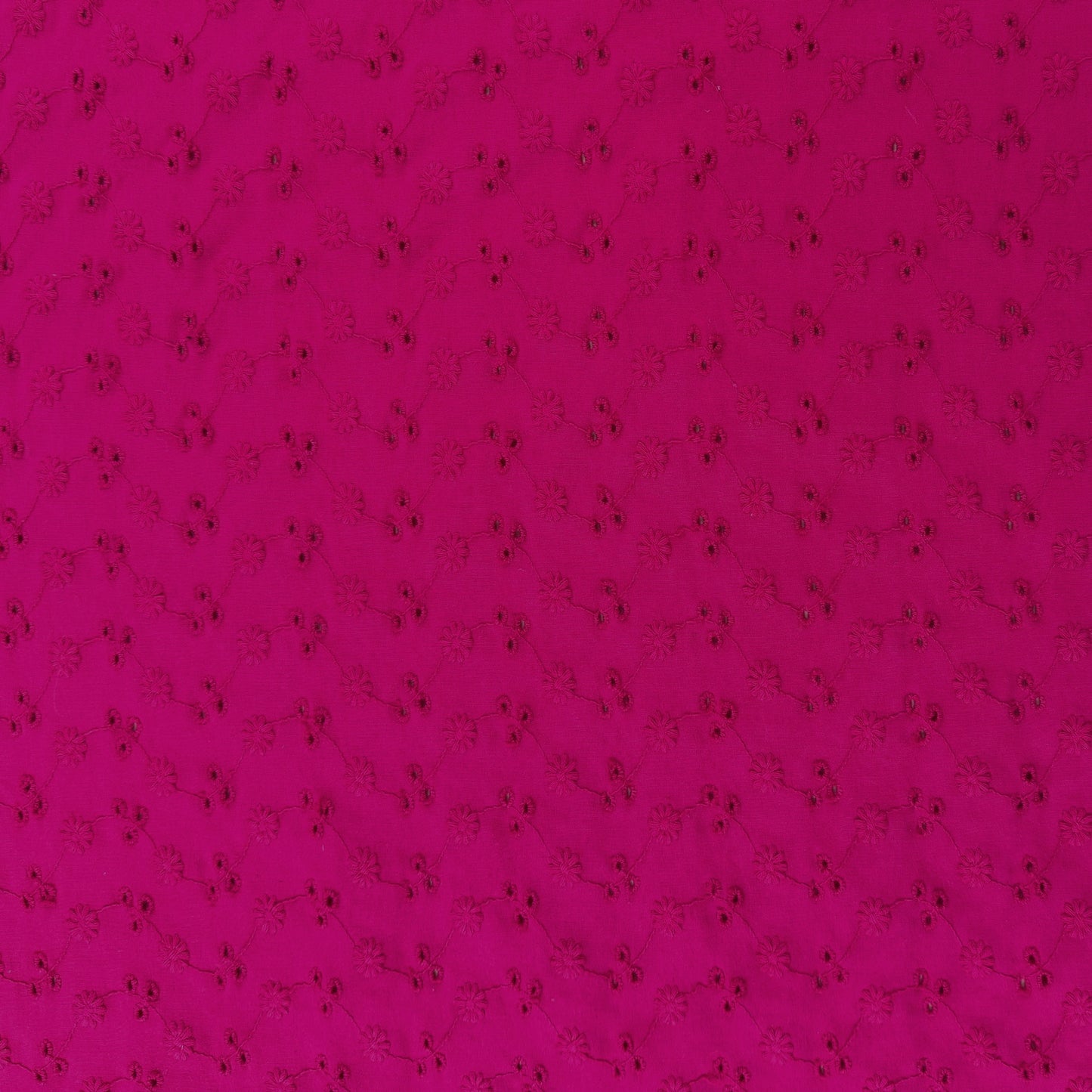 Stretch Cotton Embroidered Florals - Fuchsia