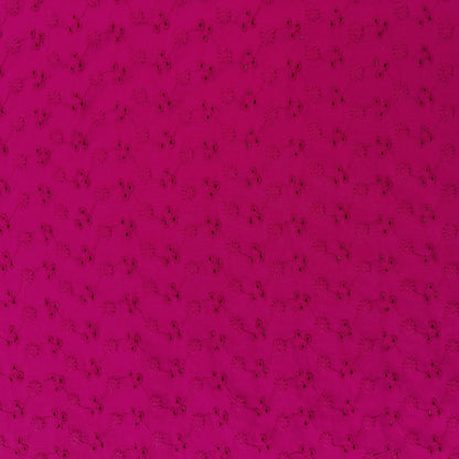 Stretch Cotton Embroidered Florals - Fuchsia