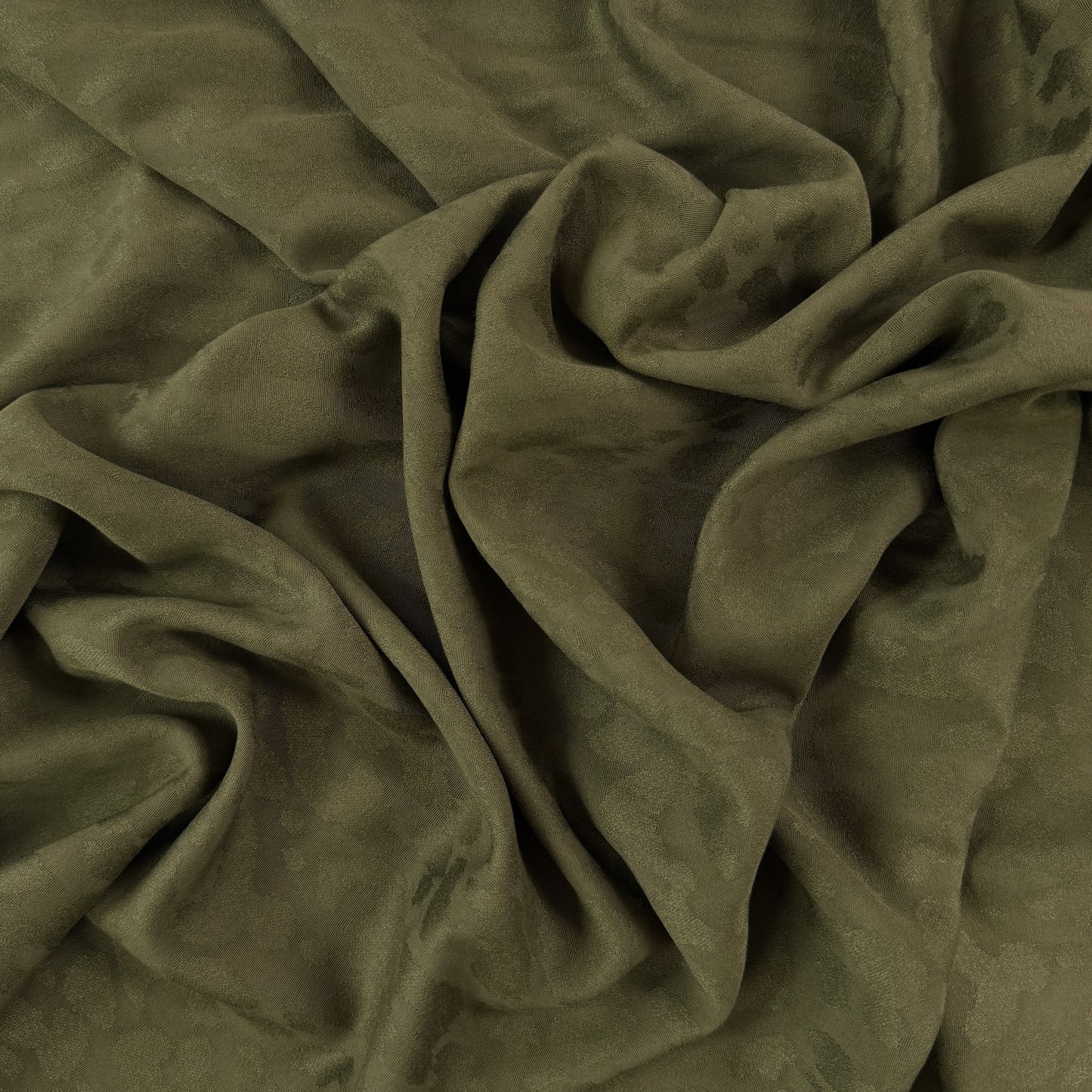 Viscose Rayon Jacquard  - Subtle Leopard Emboss - Olive