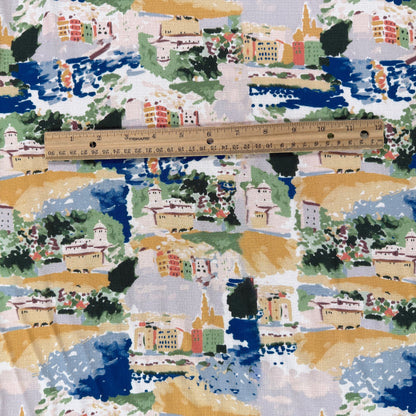 Rayon Slub Digital Print - Coastal Town
