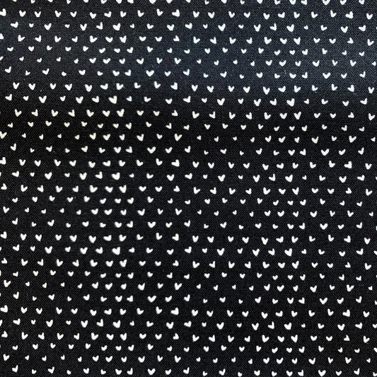 13" Remnant - Intermix Wee Gallery Cotton Fabric - Tiny Hearts - Black and White