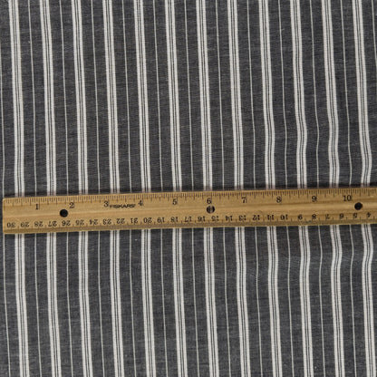 Yarn Dyed Striped Cotton - Charcoal & Ivory