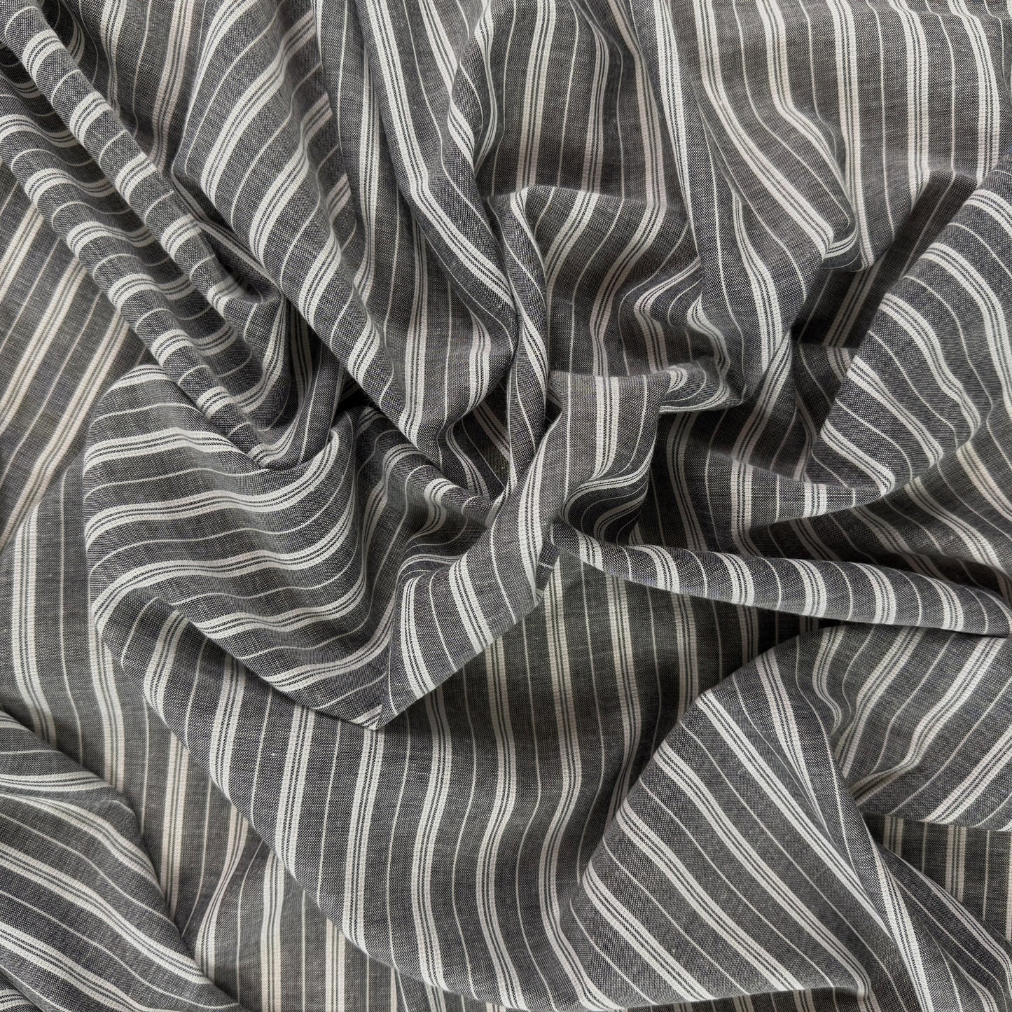 Yarn Dyed Striped Cotton - Charcoal & Ivory