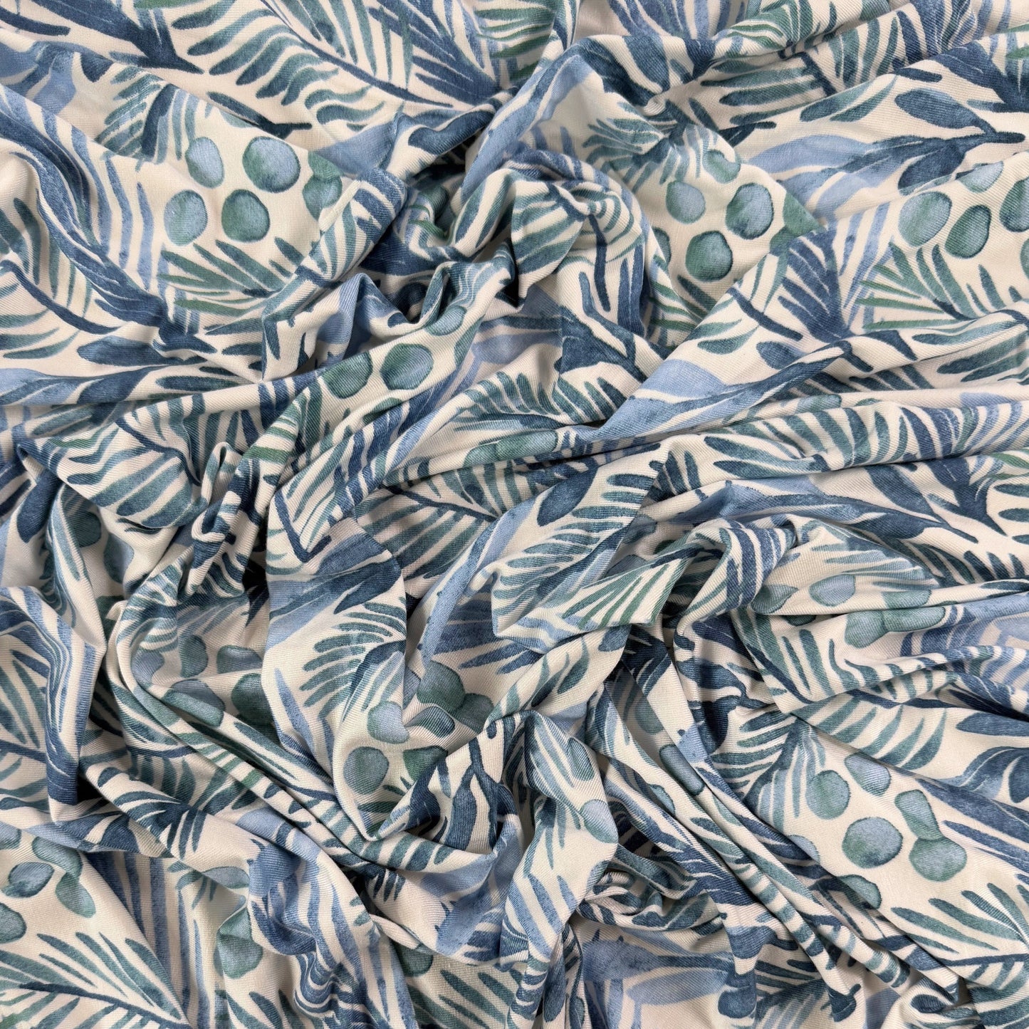 30"Remnant - Modal Jersey Knit - Blue Foliage