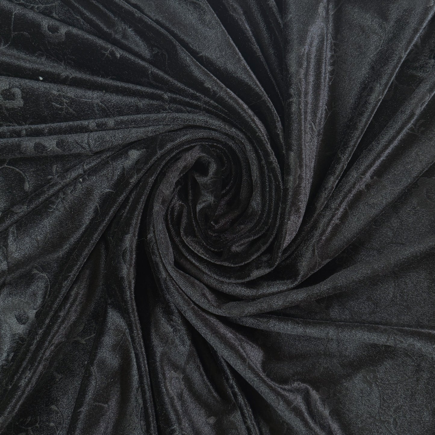 Floral Stretch Polyester Velvet - Black Floral - Film Studio Deadstock