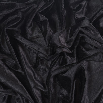 Floral Stretch Polyester Velvet - Black Floral - Film Studio Deadstock