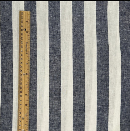 Cotton & Linen Yarn-dyed stripes - Navy & White