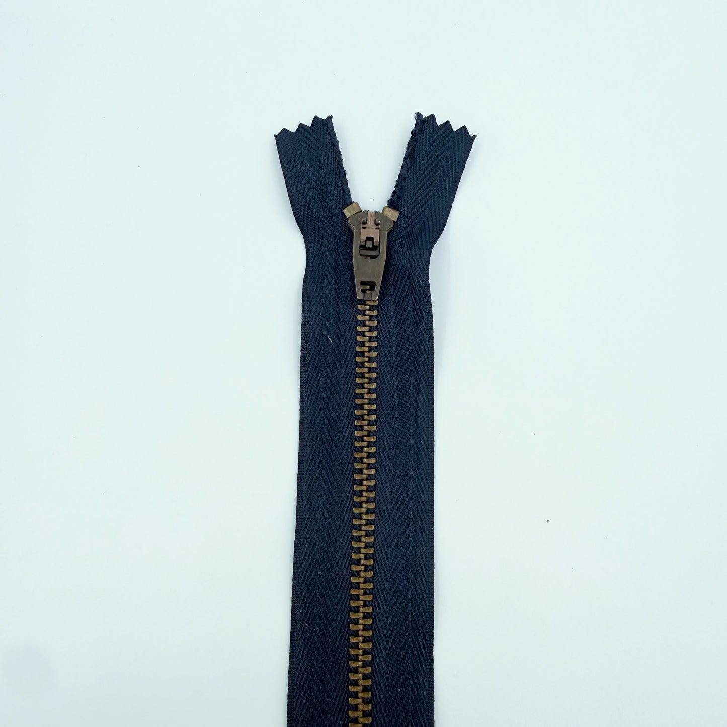 #4.5 Antique Brass Jean/ Pant Zippers - 9" - Navy - Close Ended
