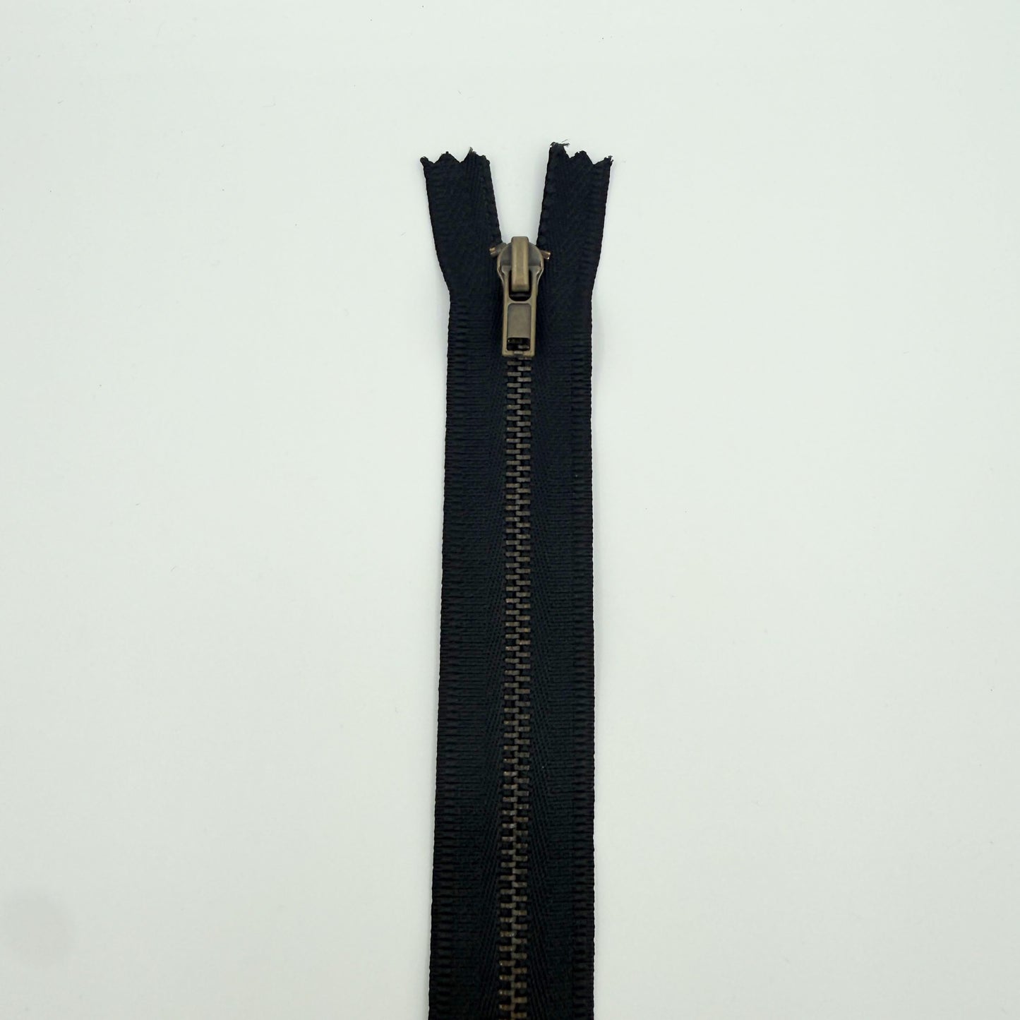 #3 Antique Brass Jean/ Pant Zippers - 8" - Black - Close Ended