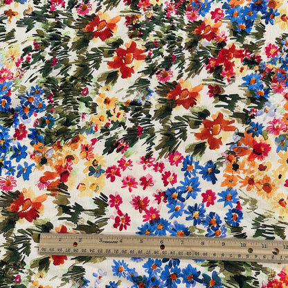 Digitally Printed Linen & Viscose Slub - Floral Multicolour