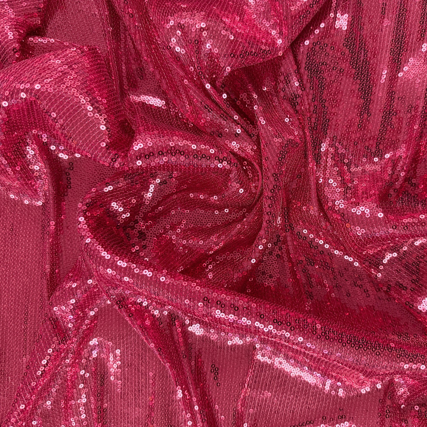 Sequins on Mesh Knit - Hot Pink - Deadstock