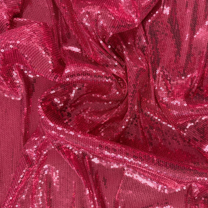 Sequins on Mesh Knit - Hot Pink - Deadstock