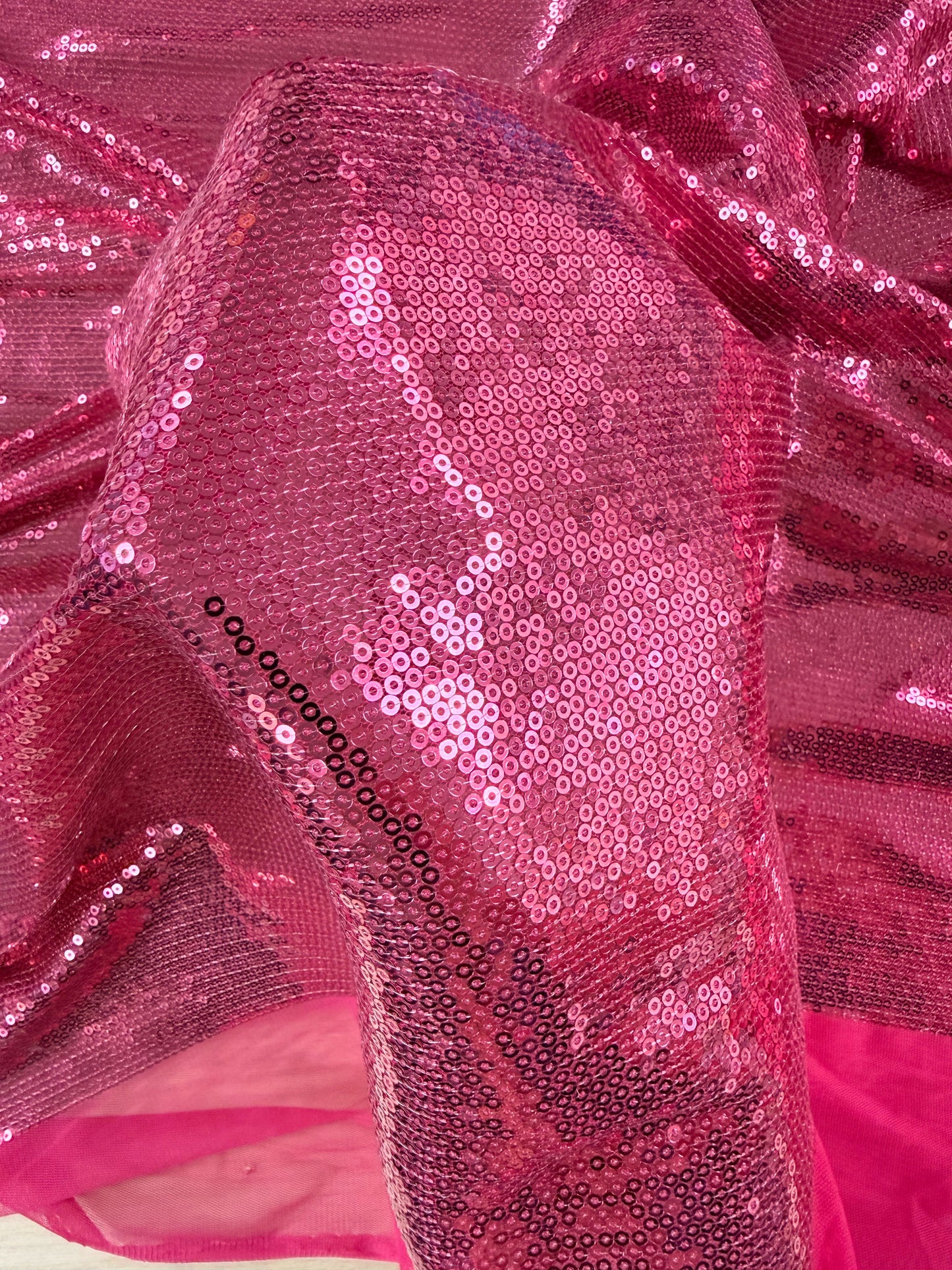 Sequins on Mesh Knit - Hot Pink - Deadstock