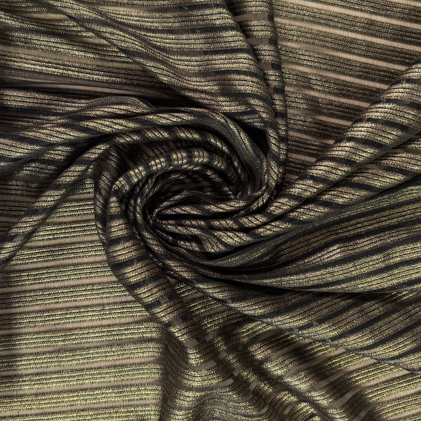 Novelty Knit Nylon & Lurex - Black & Gold Stripe - Deadstock