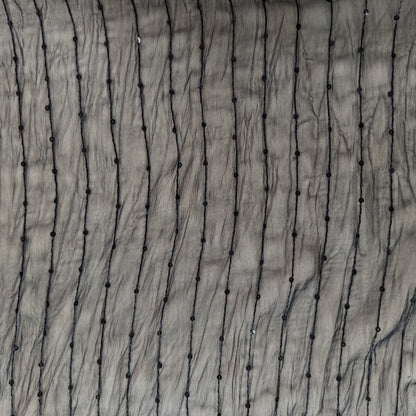 Sheer Sequin Stripe Fabric - Black - Deadstock