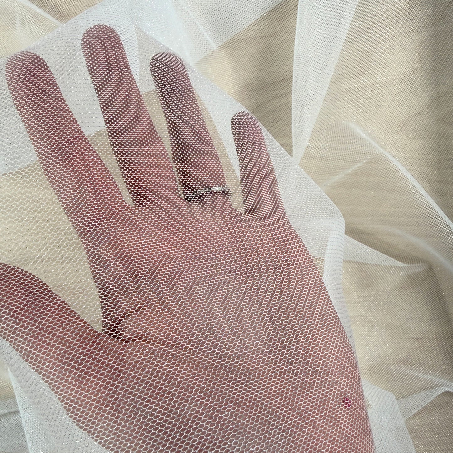 Nylon Mesh - Silver Glitter - Deadstock