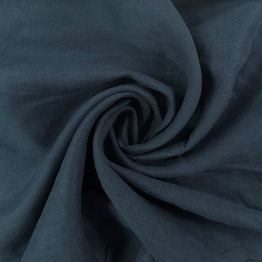 Sandwashed 100% Linen - Navy Blue