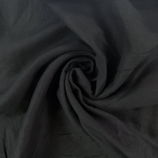 Sandwashed 100% Linen - Black