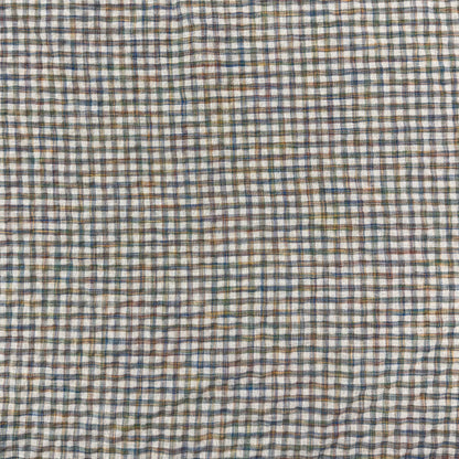 Yarn Dyed Cotton Linen Seersucker - Sage & Denim Plaid