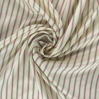 Polyester Lining - Ivory & Red Stripe - Deadstock