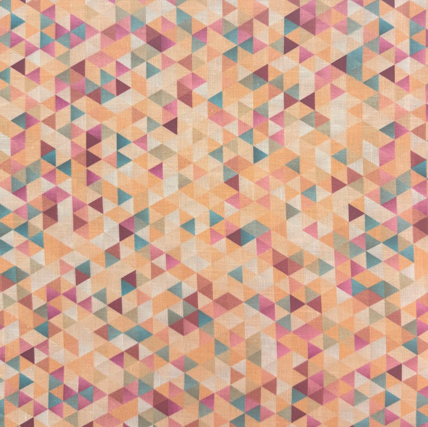 European Linen - Peach Geometric Triangles - 60"