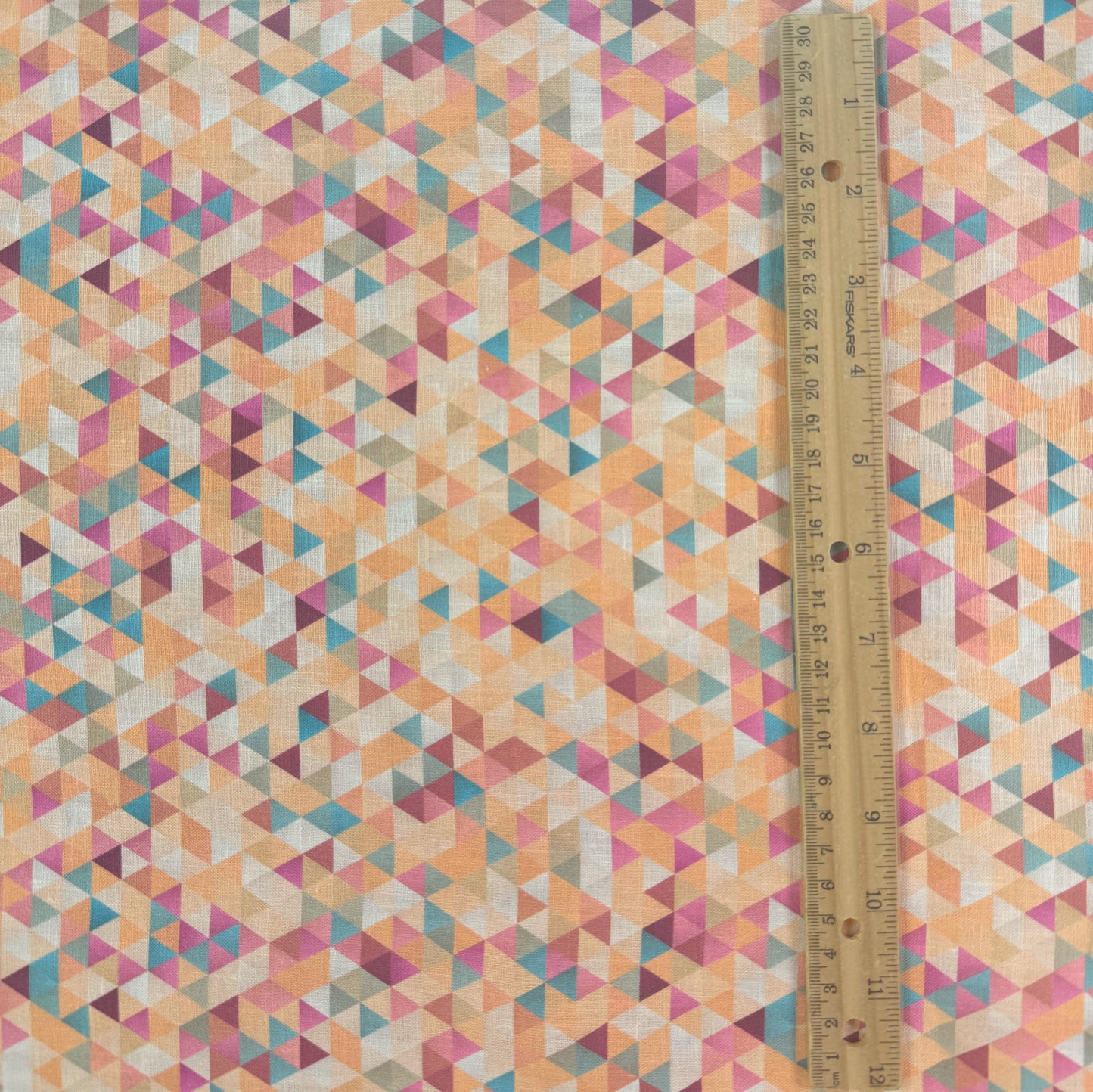 European Linen - Peach Geometric Triangles - 60"