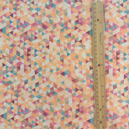 European Linen - Peach Geometric Triangles - 60"