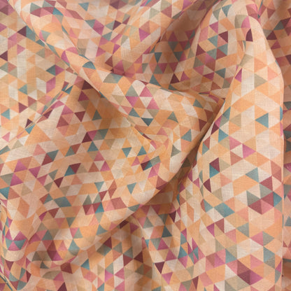 European Linen - Peach Geometric Triangles - 60"
