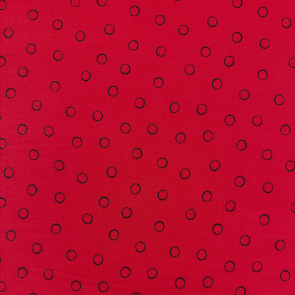Polyester Crepe - Red & Black Circles - Deadstock