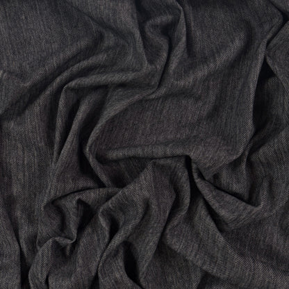 Virgin Wool & Cotton Twill Jersey - Heathered Charcoal - Italy Designer Deadstock