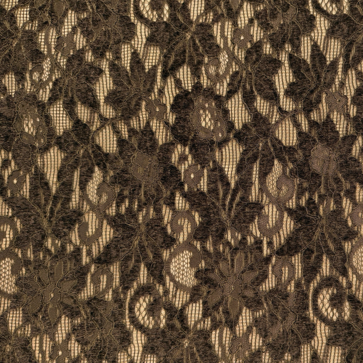 Stretch Chenille Lace - Chocolate Brown